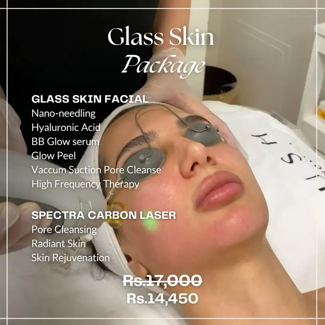 Glass Skin package: glass skin facial and Spectra carbon laser in Karachi
