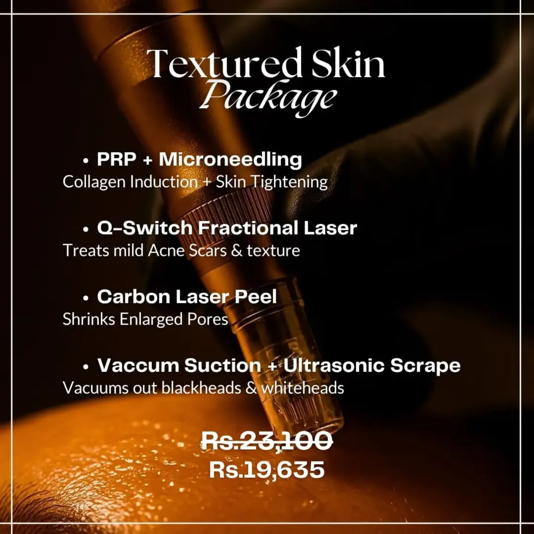 Textured Skin package: PRP microneedling, Q-switch laser and carbon laser peel