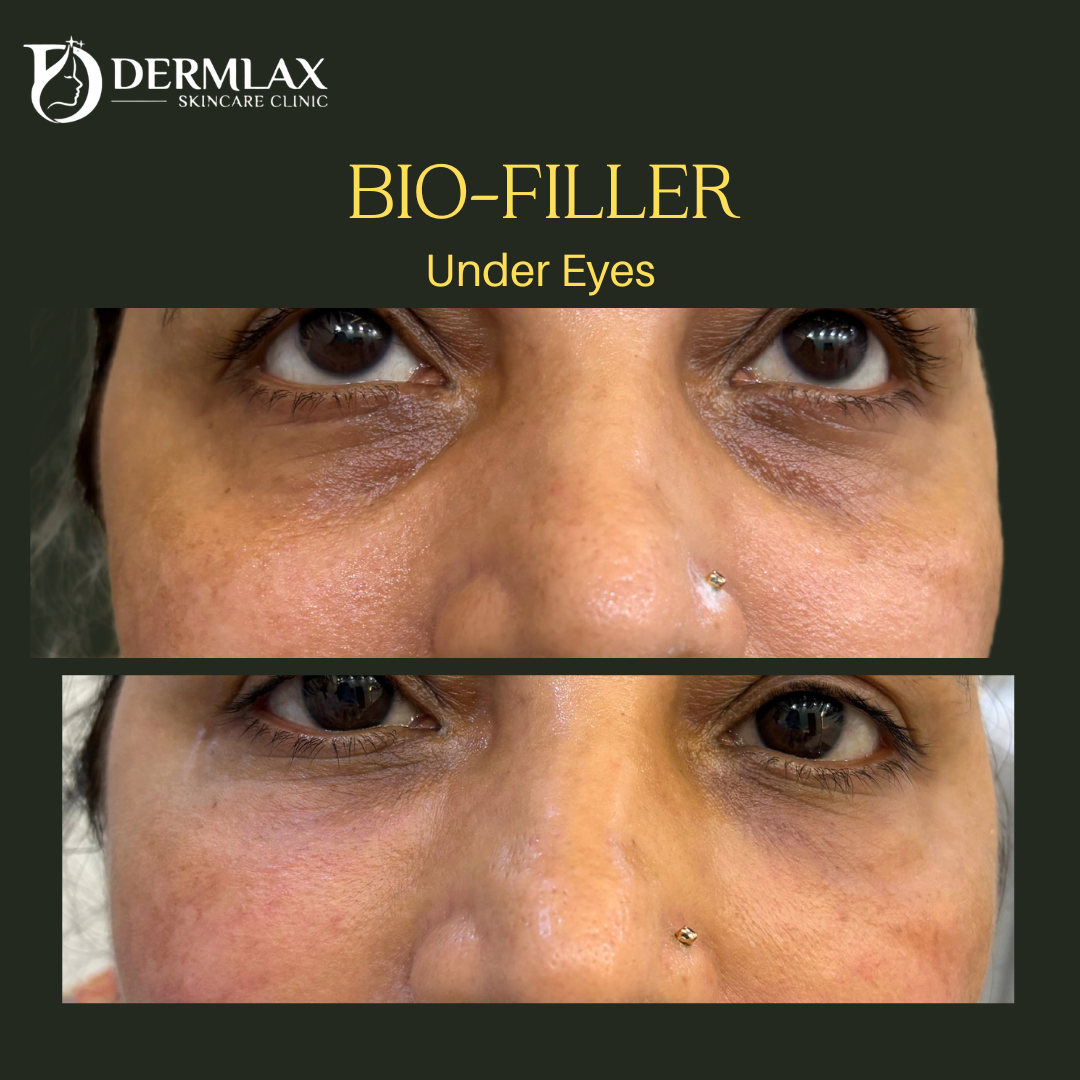 Bio Filler – Under eyes before and after at Dermlax Skincare Clinic Karachi