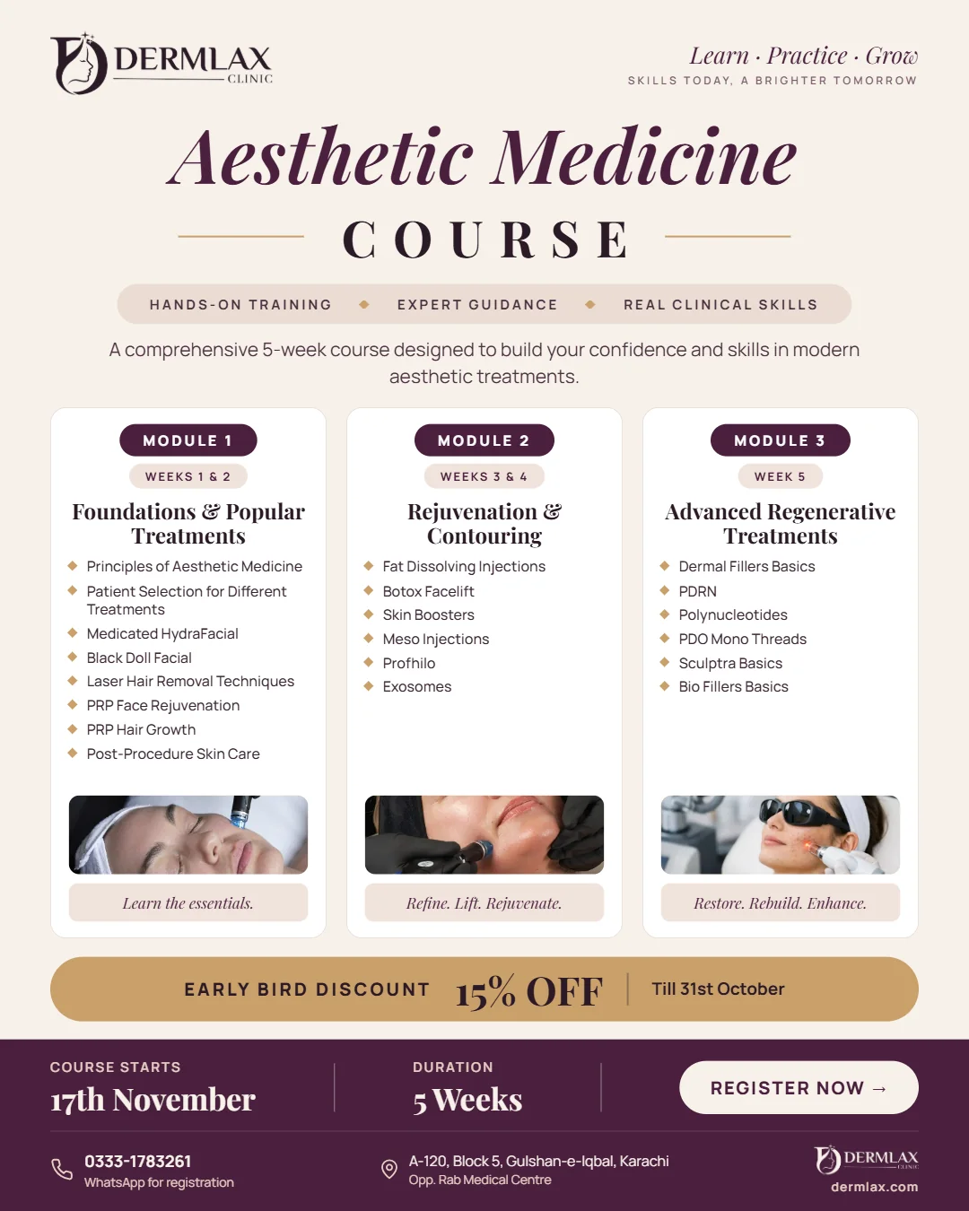 Aesthetic Medicine Course curriculum poster